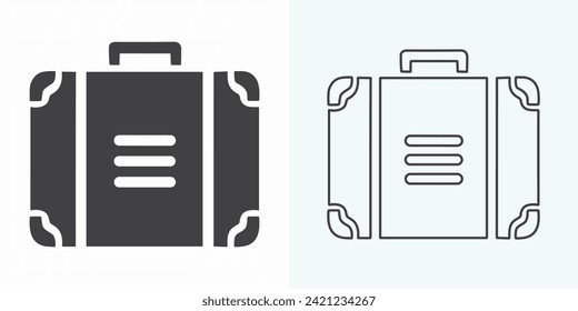 Maletín, conjunto de maletín, bolsa, maleta. Diseño plano, ilustración vectorial, vector.
