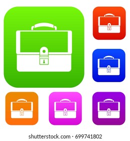 Briefcase set icon in different colors isolated vector illustration. Premium collection