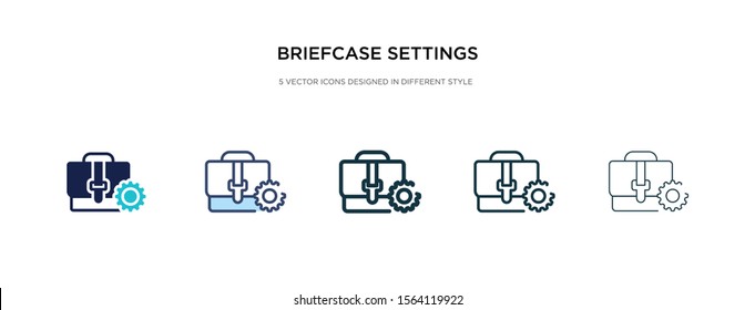 briefcase settings icon in different style vector illustration. two colored and black briefcase settings vector icons designed in filled, outline, line and stroke style can be used for web, mobile,