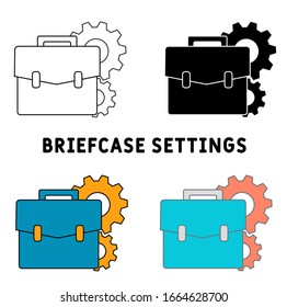 briefcase settings icon in different style vector illustration. two colored and black briefcase settings vector icons designed in filled, outline, line and stroke style can be used for web, mobile,