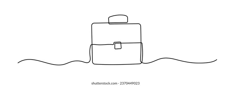 Briefcase shape drawing by continuous line, thin line design vector illustration