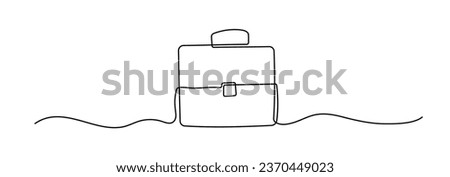 Briefcase shape drawing by continuous line, thin line design vector illustration