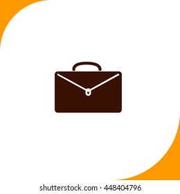 Briefcase sign. Brown icon on white background