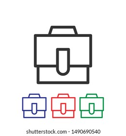 Briefcase sign icon in flat style. Suitcase vector illustration on white isolated background. Baggage business concept.