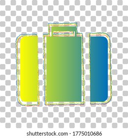Briefcase sign illustration. Blue to green gradient Icon with Four Roughen Contours on stylish transparent Background. Illustration.