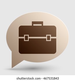 Briefcase sign illustration. Brown gradient icon on bubble with shadow.
