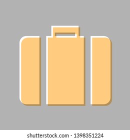 Briefcase sign illustration. Emboss effect with light orange icon on gray background.