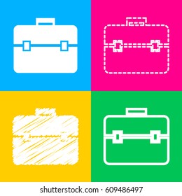 Briefcase sign illustration. Flat style black icon on white.