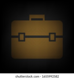 Briefcase sign illustration. Icon as grid of small orange light bulb in darkness. Illustration.