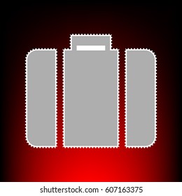 Briefcase sign illustration. Postage stamp or old photo style on red-black gradient background.
