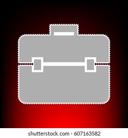 Briefcase sign illustration. Postage stamp or old photo style on red-black gradient background.