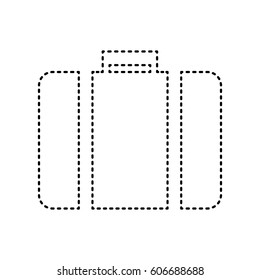 Briefcase sign illustration. Vector. Black dashed icon on white background. Isolated.