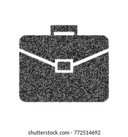 Briefcase sign illustration. Vector. Black icon from many ovelapping circles with random opacity on white background. Noisy. Isolated.