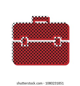 Briefcase sign illustration. Vector. Brown icon with shifted black circle pattern as duplicate at white background. Isolated.