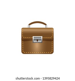 Briefcase sign illustration. Vector. Brown icon on white background.