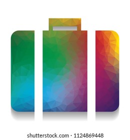 Briefcase sign illustration. Vector. Colorful icon with bright texture of mosaic with soft shadow on white background. Isolated.