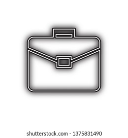 Briefcase sign illustration. Vector. Double contour black icon with soft shadow at white background. Isolated.