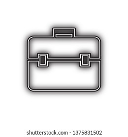 Briefcase sign illustration. Vector. Double contour black icon with soft shadow at white background. Isolated.