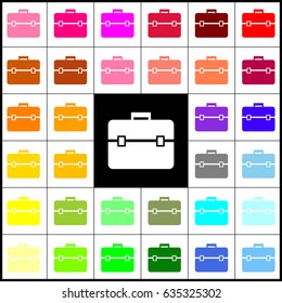 Briefcase sign illustration. Vector. Felt-pen 33 colorful icons at white and black backgrounds. Colorfull.