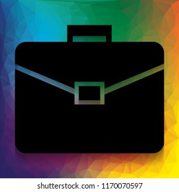 Briefcase sign illustration. Vector. Flat style black icon on white.