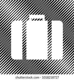 Briefcase sign illustration. Vector. Icon. Hole in moire background.