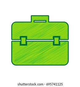 Briefcase sign illustration. Vector. Lemon scribble icon on white background. Isolated