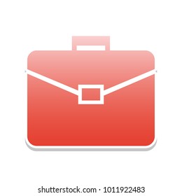 Briefcase sign illustration. Vector. Reddish icon with white and gray shadow on white background. Isolated.