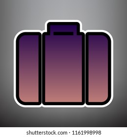 Briefcase sign illustration. Vector. Violet gradient icon with black and white linear edges at gray background.