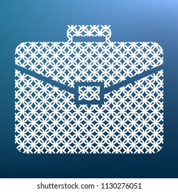 Briefcase sign illustration. Vector. White textured icon at lapis lazuli gradient background.