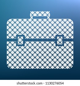 Briefcase sign illustration. Vector. White textured icon at lapis lazuli gradient background.