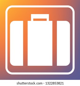 Briefcase sign illustration. Vector. White icon on transparent button at orange-violet gradient background.