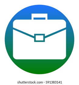 Briefcase sign illustration. Vector. White icon in bluish circle on white background. Isolated.