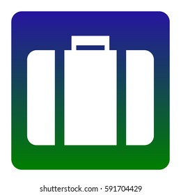 Briefcase sign illustration. Vector. White icon at green-blue gradient square with rounded corners on white background. Isolated.