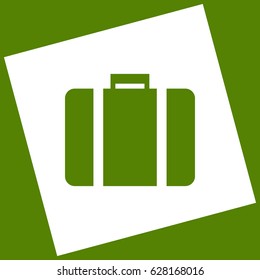Briefcase sign illustration. Vector. White icon obtained as a result of subtraction rotated square and path. Avocado background.