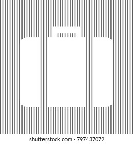 Briefcase sign illustration. Vector. White icon on grayish striped background. Optical illusion.