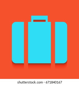 Briefcase sign illustration. Vector. Whitish icon on brick wall as background.