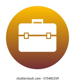 Briefcase sign illustration. White icon in circle with golden gradient as background. Isolated.