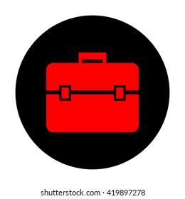Briefcase sign. Red vector icon
