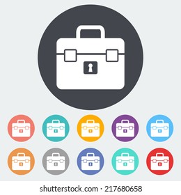 Briefcase. Single flat icon on the circle. Vector illustration.
