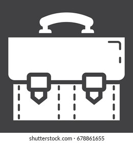 Briefcase solid icon, business and portfolio, vector graphics, a glyph pattern on a black background, eps 10.