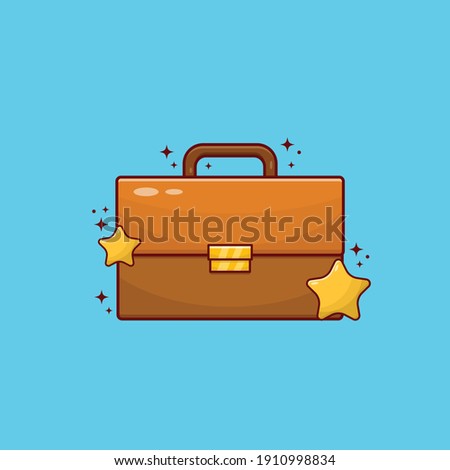 Briefcase with Star Symbol Vector Illustration. Education Design Concept.