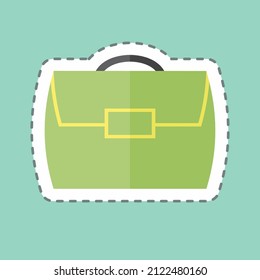 Briefcase Sticker in trendy line cut isolated on blue background