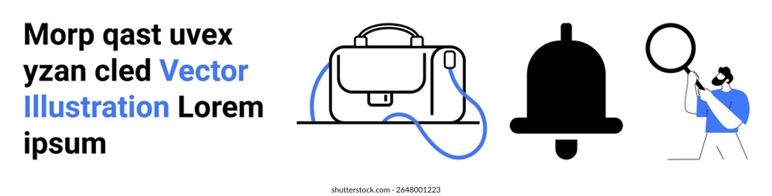 Porta-arquivos com alça, sino de notificação grande, vidro de aumento de retenção individual. Ideal para empresas, notificações, alertas, pesquisa, pesquisa, ampliação, ferramentas de escritório Página inicial