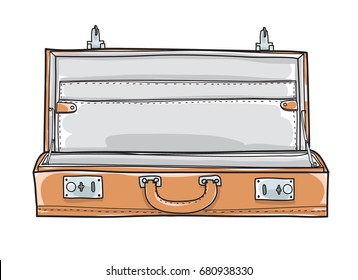 briefcase suitcase empty. vintage hand drawn vector art illustration