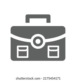 Briefcase, suitcase icon. Gray vector graphics.