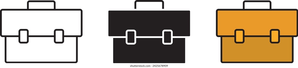 Briefcase, SuitCase icon lined, isolated and colored style. Vector illustration