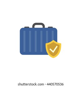 Brief-case/ suitcase with protection shield icon