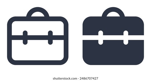 Briefcase or suitcase simple icons set designed in filled, outline, line and stroke style