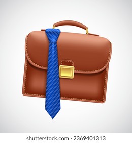 Briefcase or suitcase with a tie. Icon isolated on white background. Vector stock illustration.