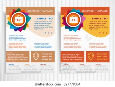 Briefcase symbol on abstract vector brochure template. Flyer layout. Flat style. 